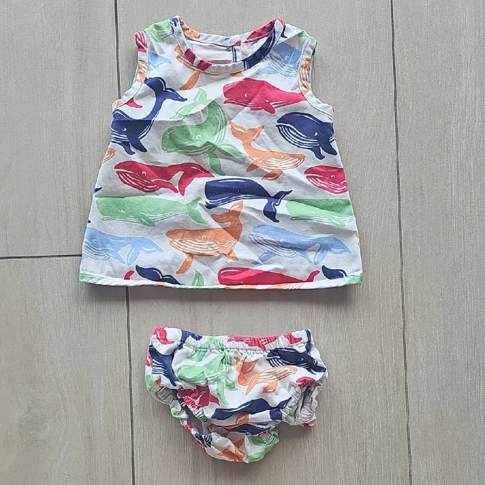 Classic Prep Colorful Whale Print Kids Outfit